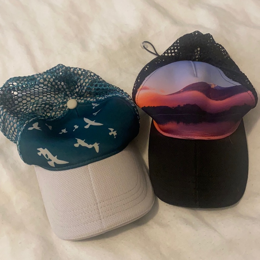 2 oiselle Runner Trucker hats